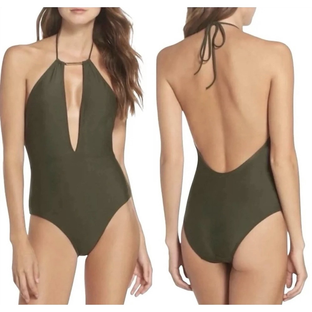 Ted Baker London Women's One Piece Swimsuit Size 3 - US 8 Pikka Halter Green New